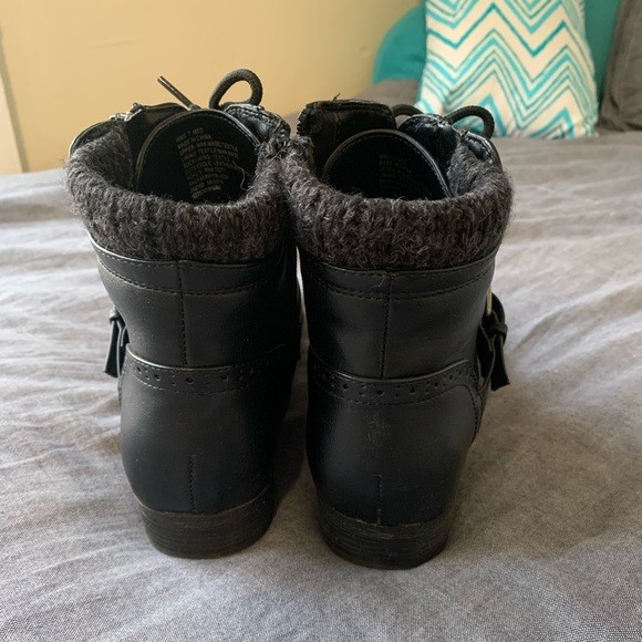 Black leather women’s combat boots - size 7 - Picture 4 of 5